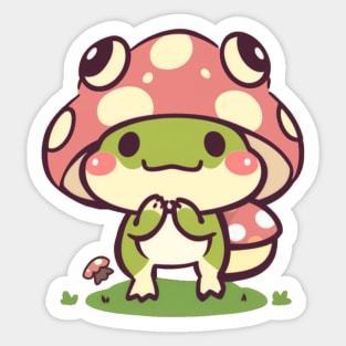 Frog with Red Mushroom Hat Sticker